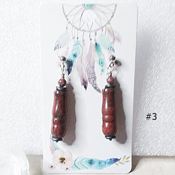 Red Jasper & Hematite - Elegant Dangle Earrings - Healing Stones - Post Earrings - Picture 4 of 6